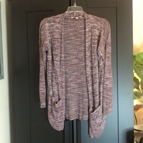 LOFT slouchy open front cardigan with pockets size small purple space dye color - Picture 2 of 16